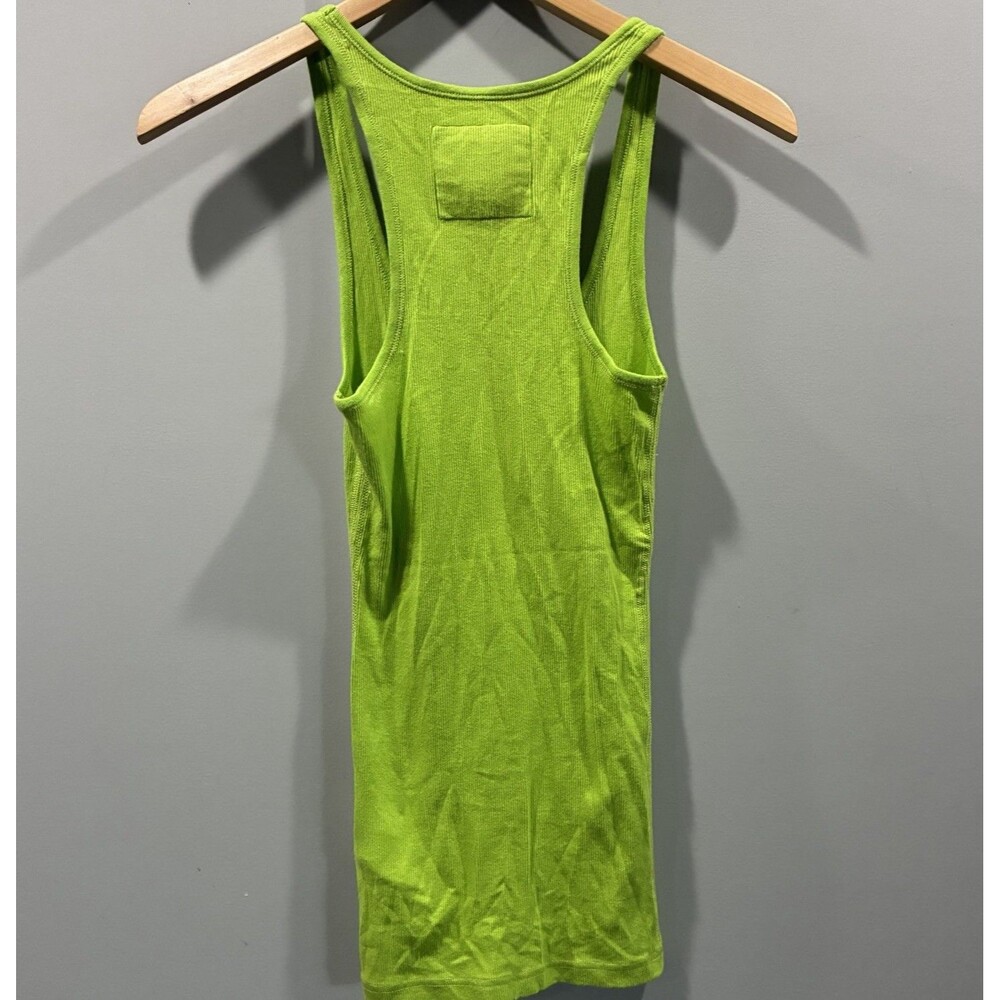 Abercrombie Y2K Ribbed Long Racerback Layering Tank M Neon Green Indie Festival - Picture 2 of 7